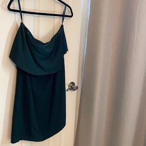 Naked Zebra flattering dark green strapless dress